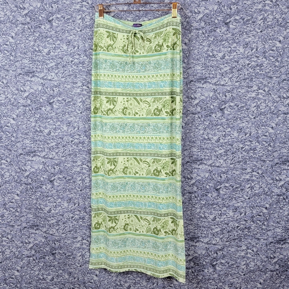 Green Mixed Pattern Maxi Skirt